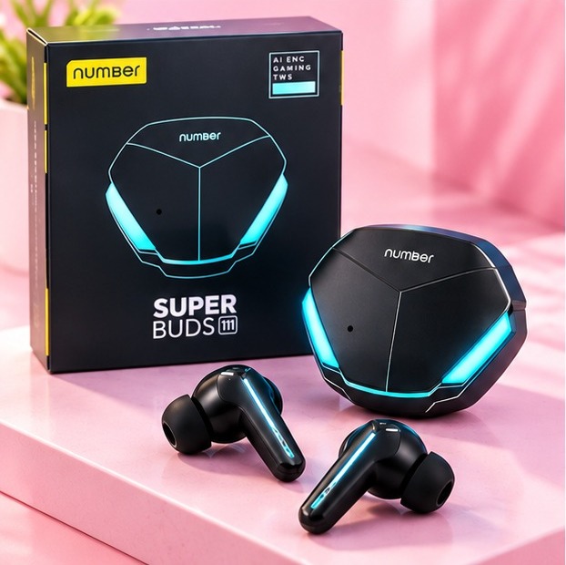NUMBER Super Buds 111 AI ENC Gaming TWS Earbuds with 45ms Low Latency and Bluetooth 5.3