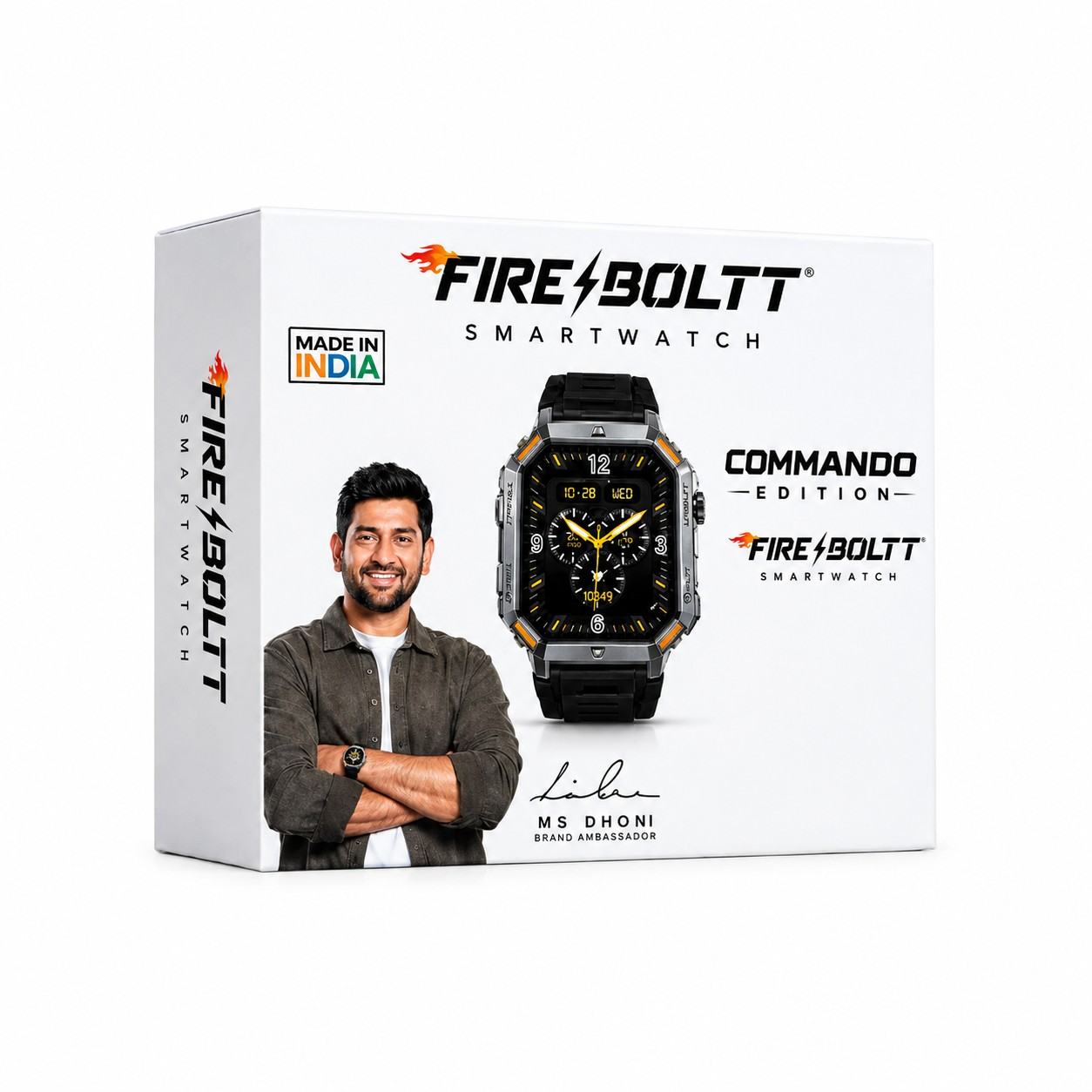 Fire-Boltt Commando AMOLED Smartwatch Black with Bluetooth Calling
