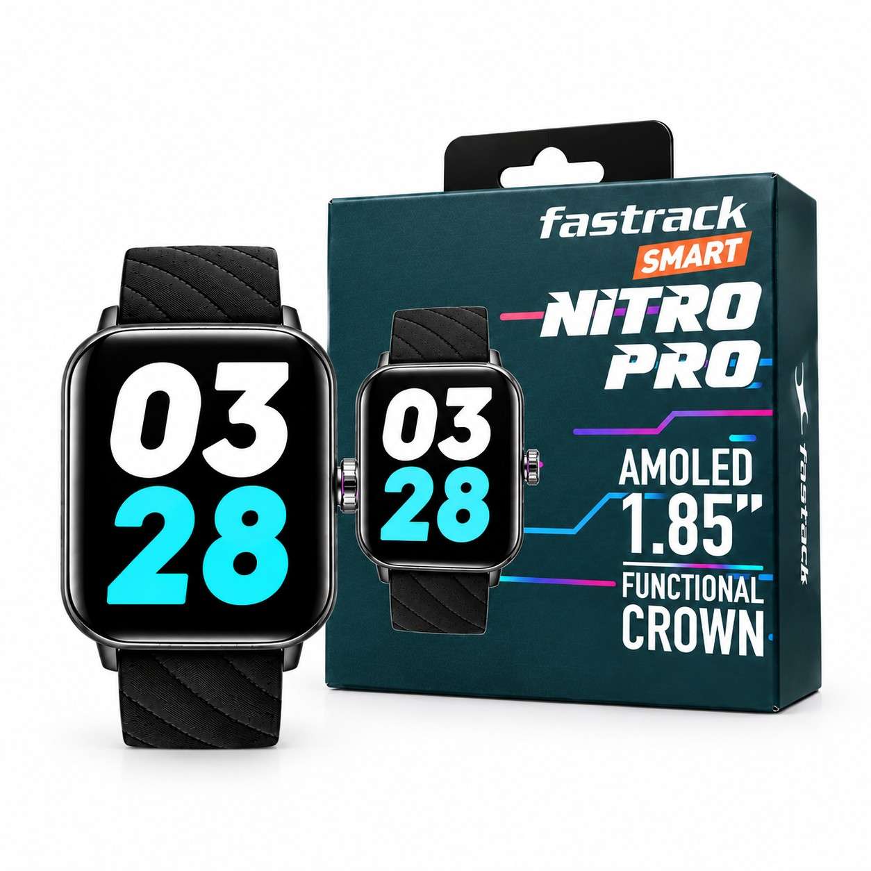Fastrack Nitro Pro AMOLED Smartwatch Black with Bluetooth Calling