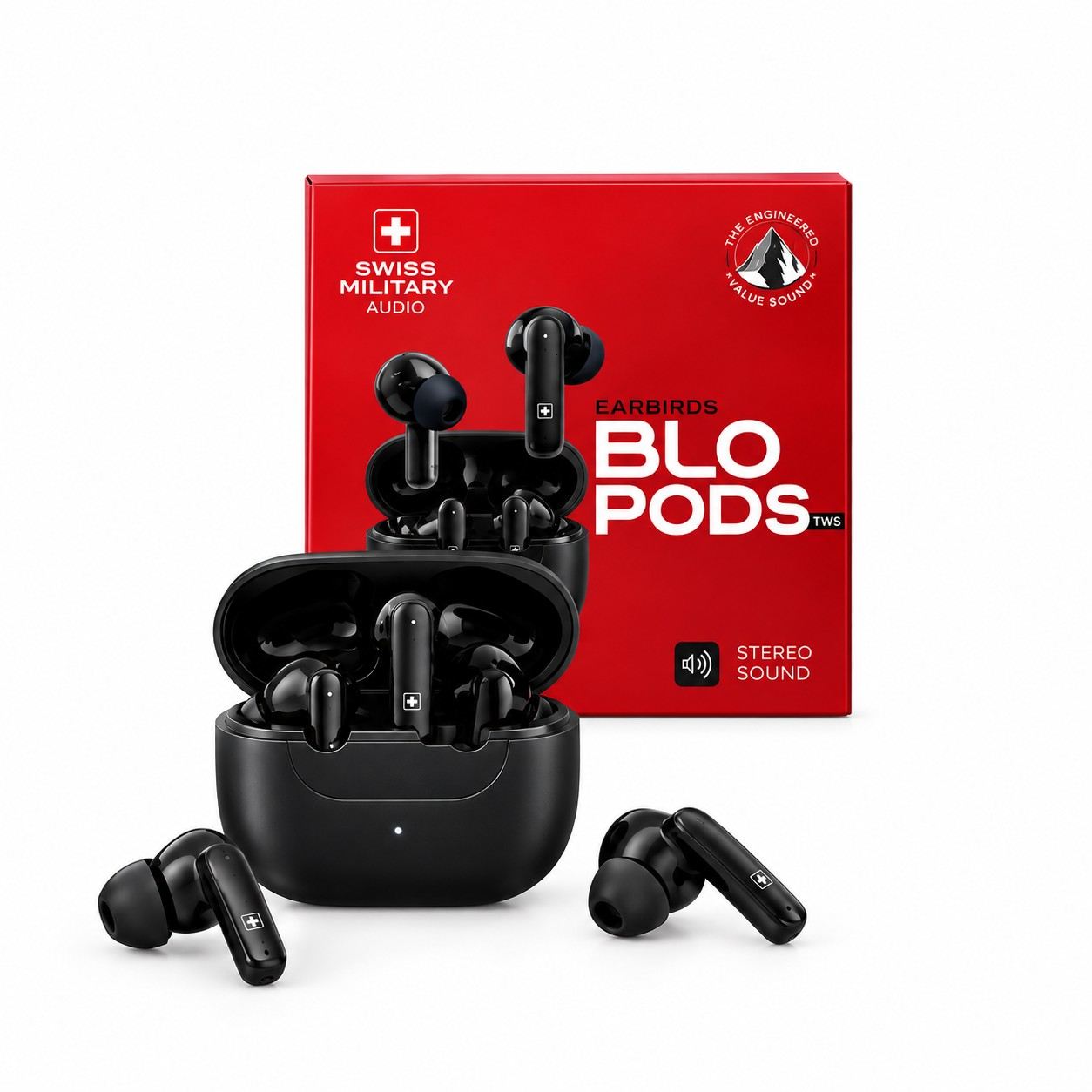 Swiss Military BLOPODS TWS Bluetooth Earbuds Black with 30 Hours Playtime
