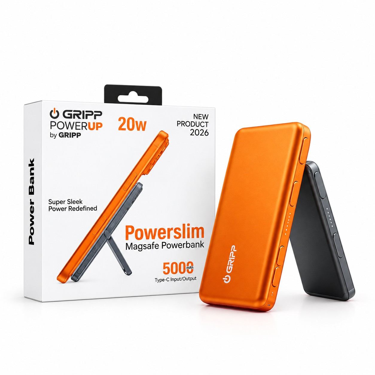 GRIPP Power Slim 20W MagSafe-Compatible Wireless Power Bank Dark Grey