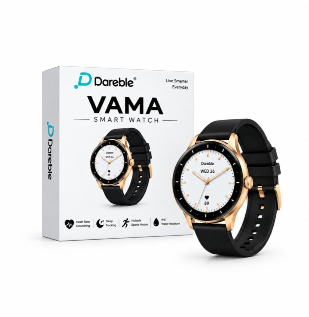 PEBBLE VAMA 1.32-INCH AMOLED SMARTWATCH WITH BLACK SILICONE STRAP with Round