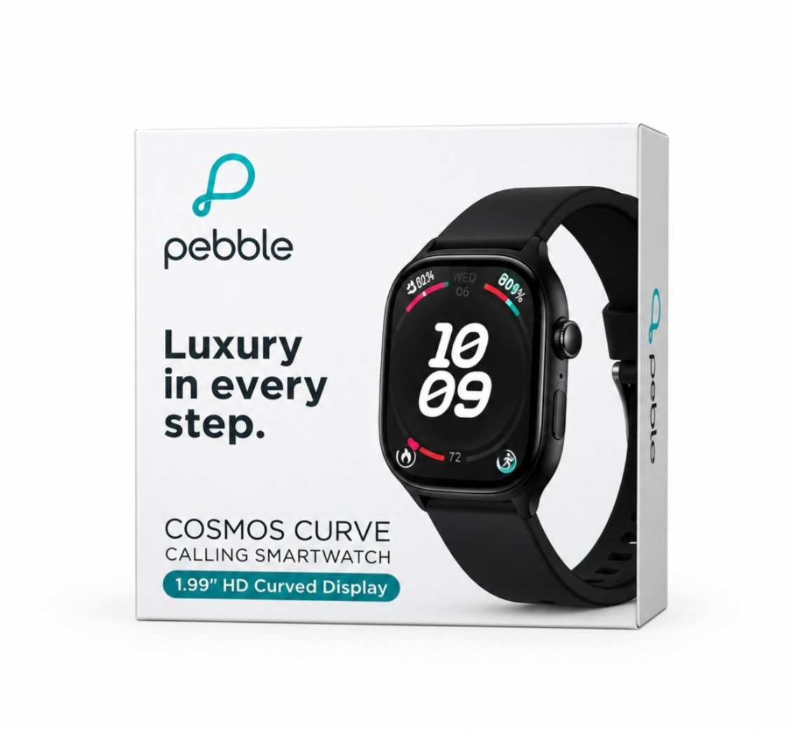 PEBBLE COSMOS CURVE CALLING SMARTWATCH WITH 1.99-INCH HD DISPLAY with Rectangular