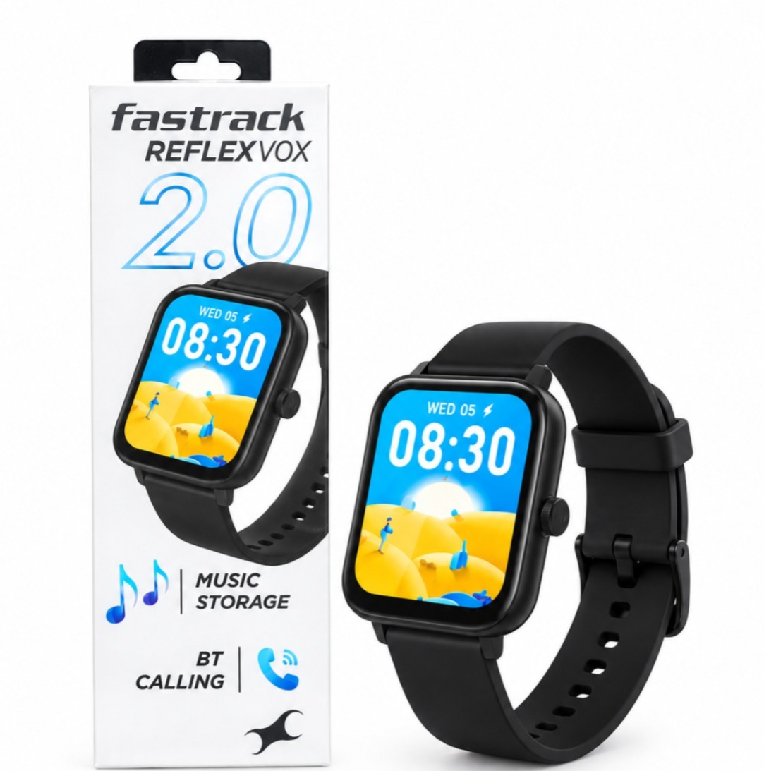 Fastrack Reflex Vox 2.0 Smartwatch Black with 1.8-Inch HD Display and Bluetooth Calling