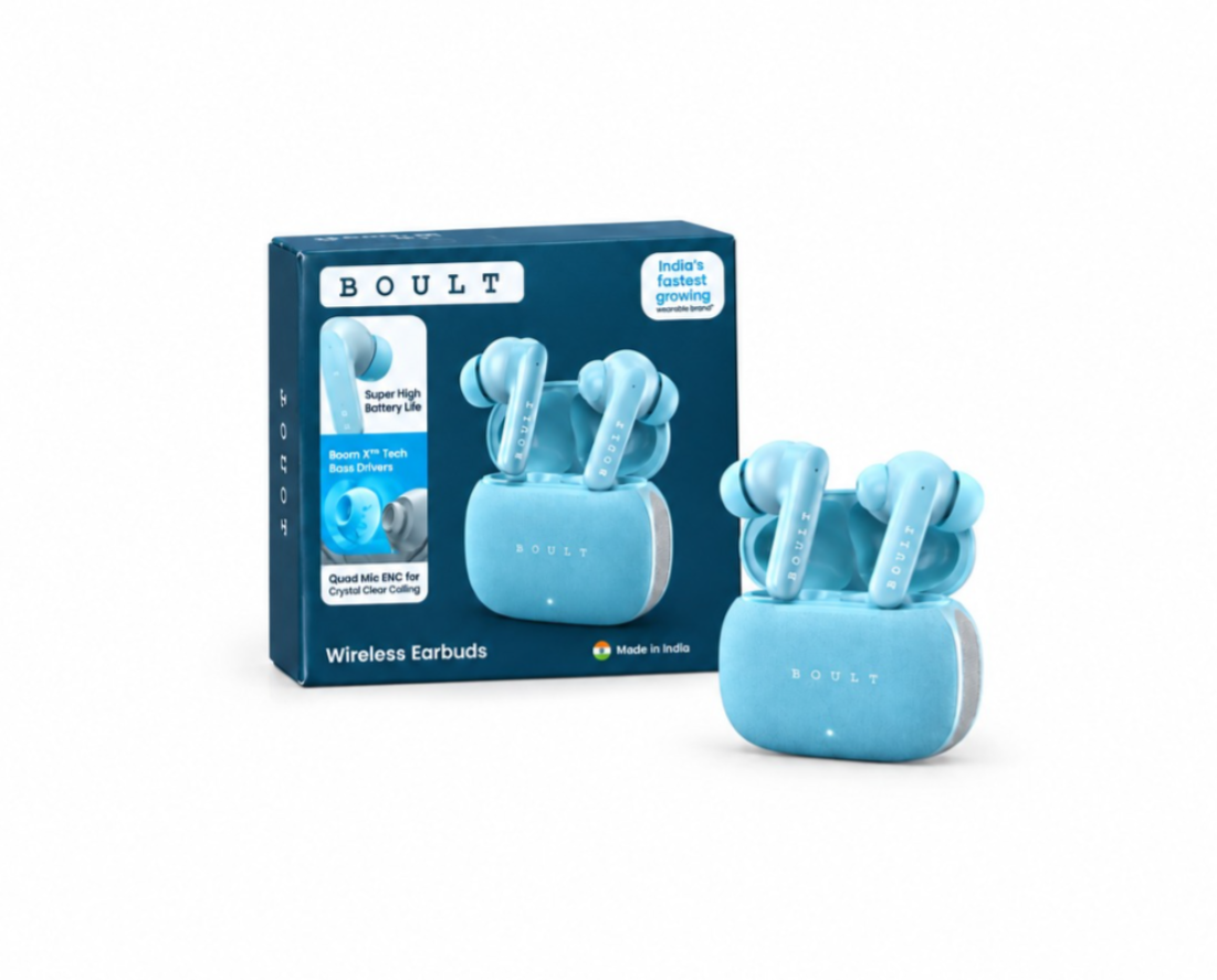BOULT TWS Wireless Earbuds Light Blue with Boom X Bass