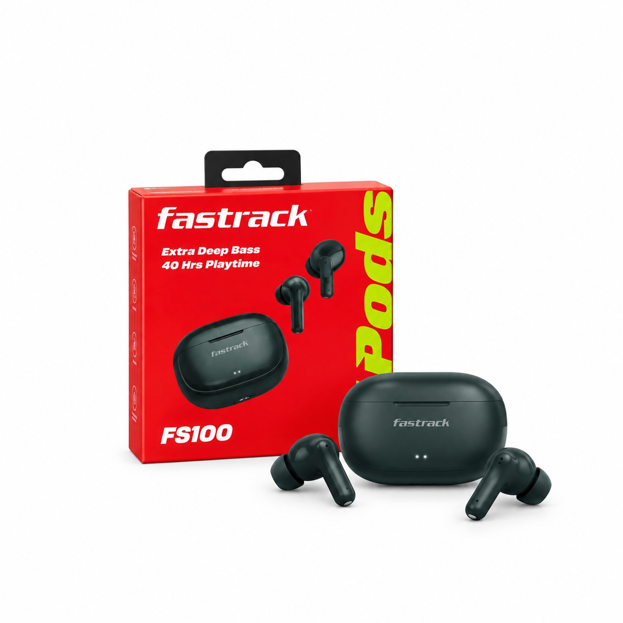 FASTRACK FS100 TWS EARBUDS WITH EXTRA DEEP BASS & 40 HOURS PLAYTIME
