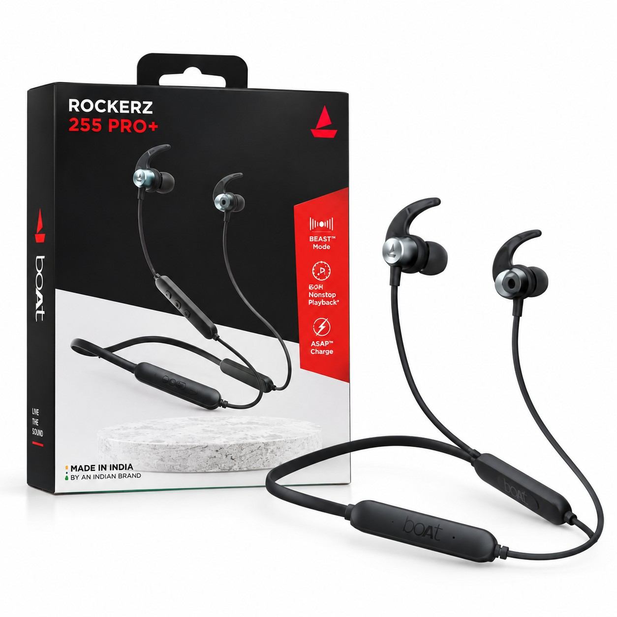 boAt Rockerz 255 Pro+ Bluetooth Neckband Active Black with 60-hour playback