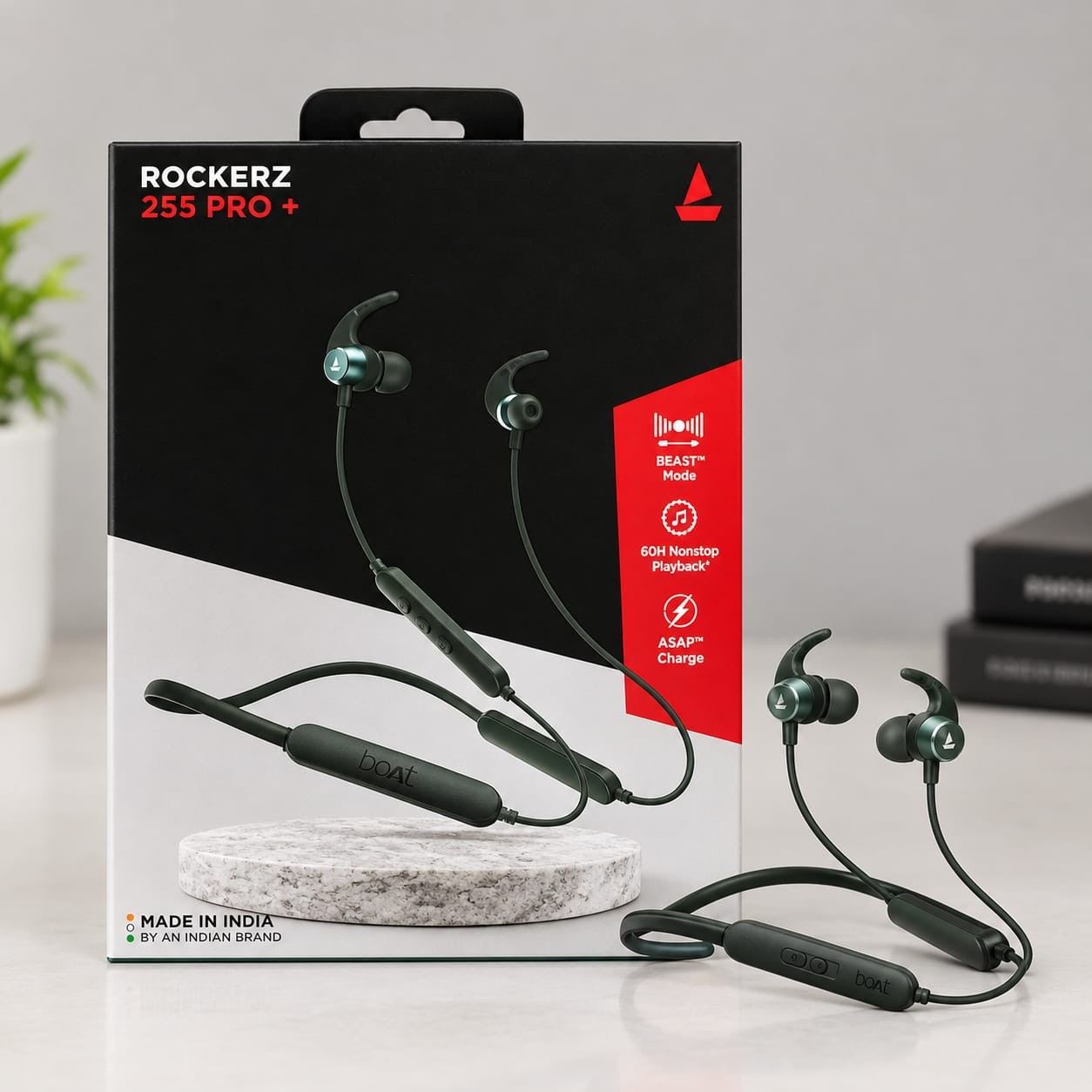 boAt Rockerz 255 Pro+ Bluetooth Neckband Dark Green with 40 Hours Playback