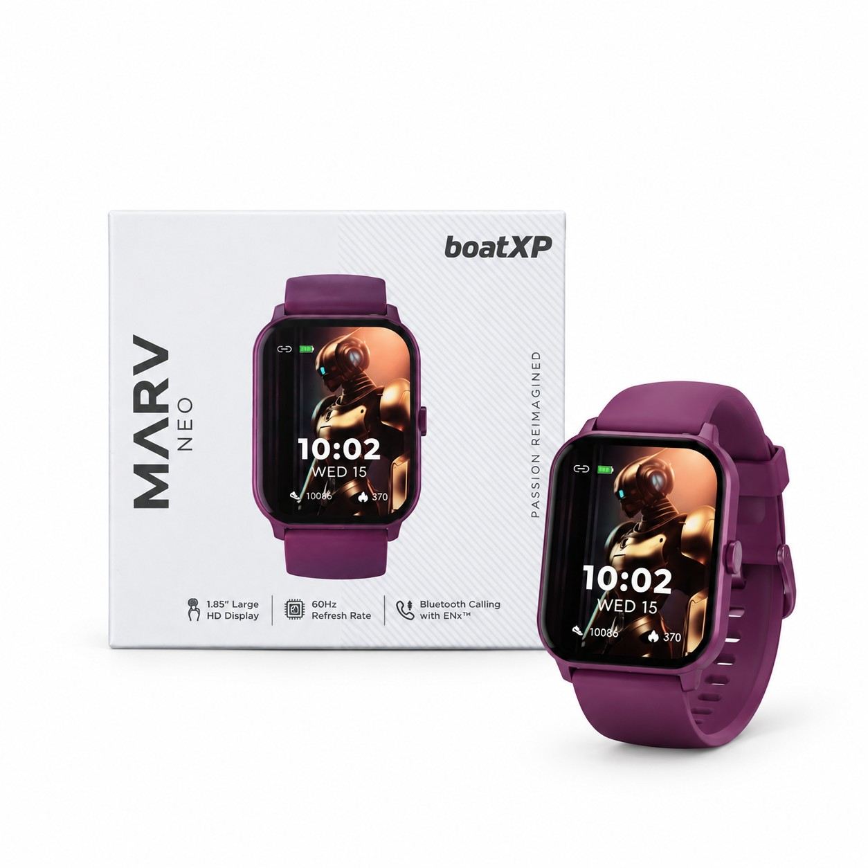 beatXP Marv Neo Smartwatch Purple with 1.85-Inch HD Display and Bluetooth Calling