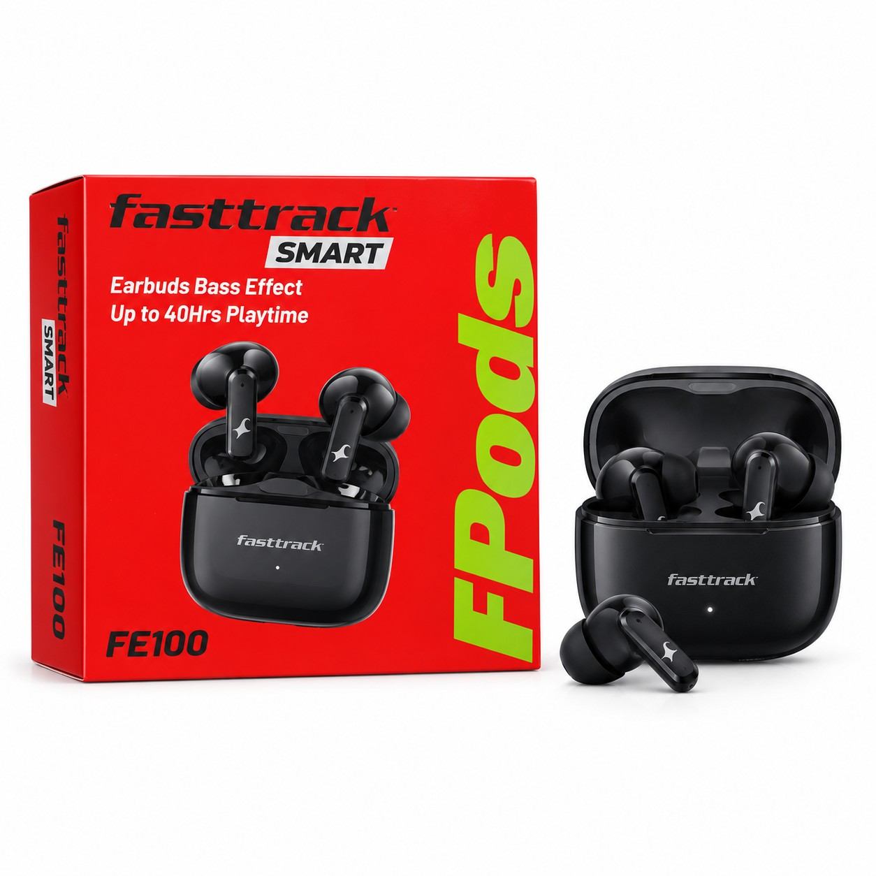 Fastrack FPods FE100 TWS Earbuds Black with 40 Hours Playtime
