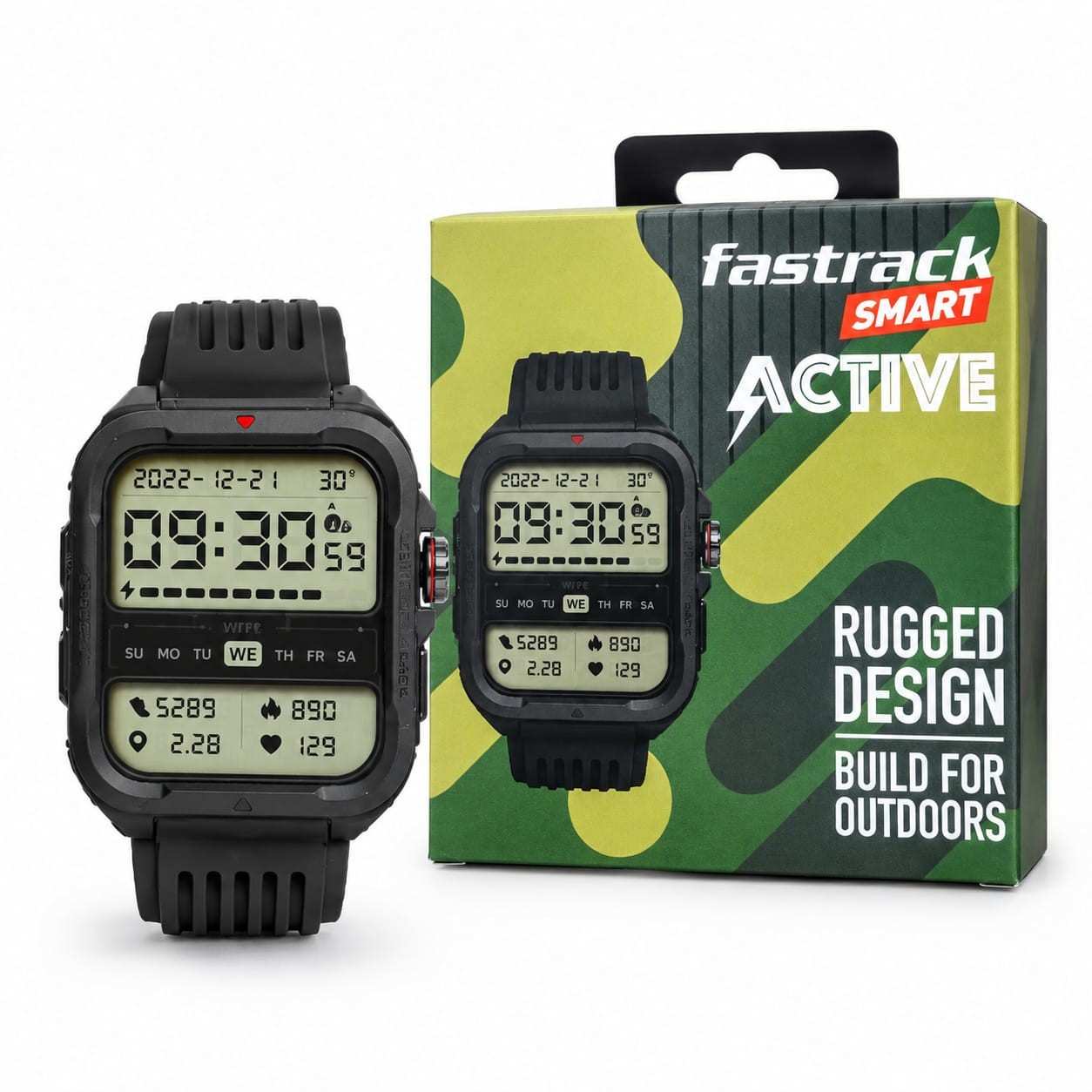 Fastrack Active Smartwatch Khaki with 1.83-Inch HD Display and Bluetooth Calling