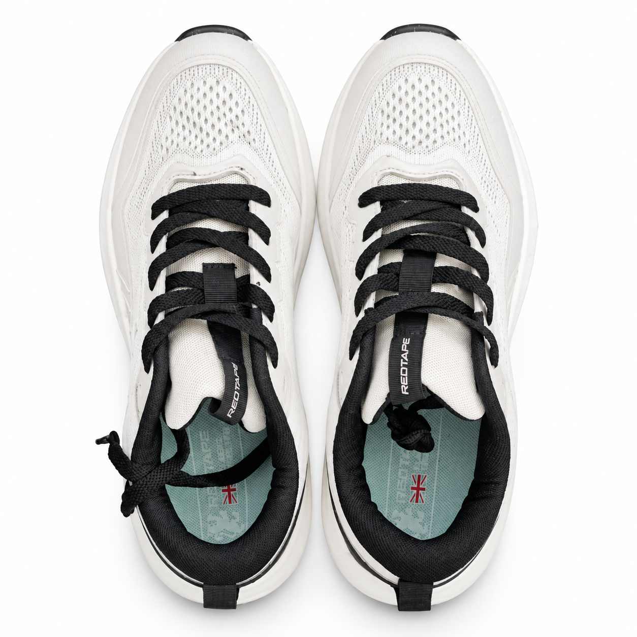 RED TAPE RSL0182M Men’s Sneakers White Black Mesh PU Lace-Up Casual Shoes