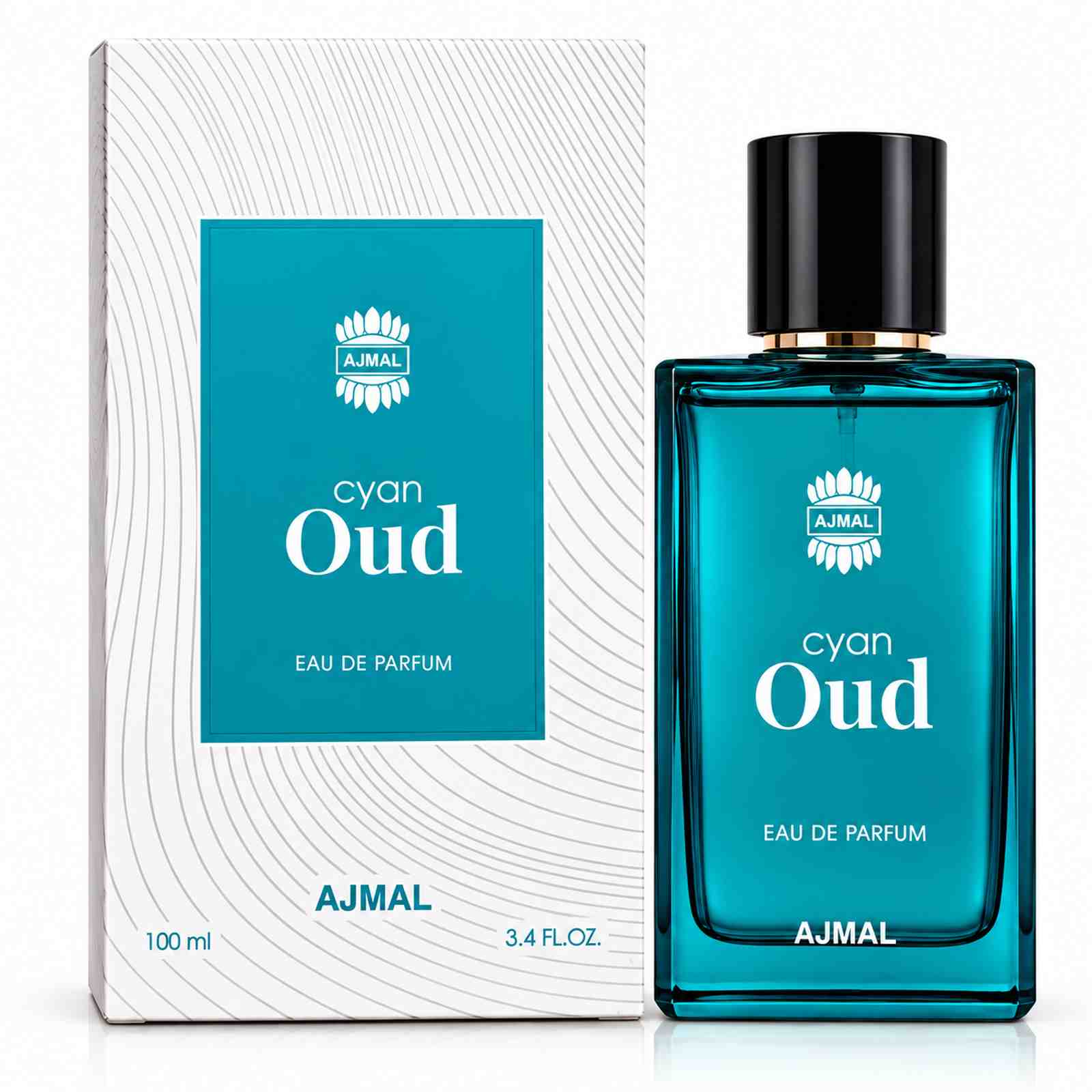 Ajmal Cyan Oud Eau de Parfum 100ml unisex perfume with citrus fruity musk fragrance