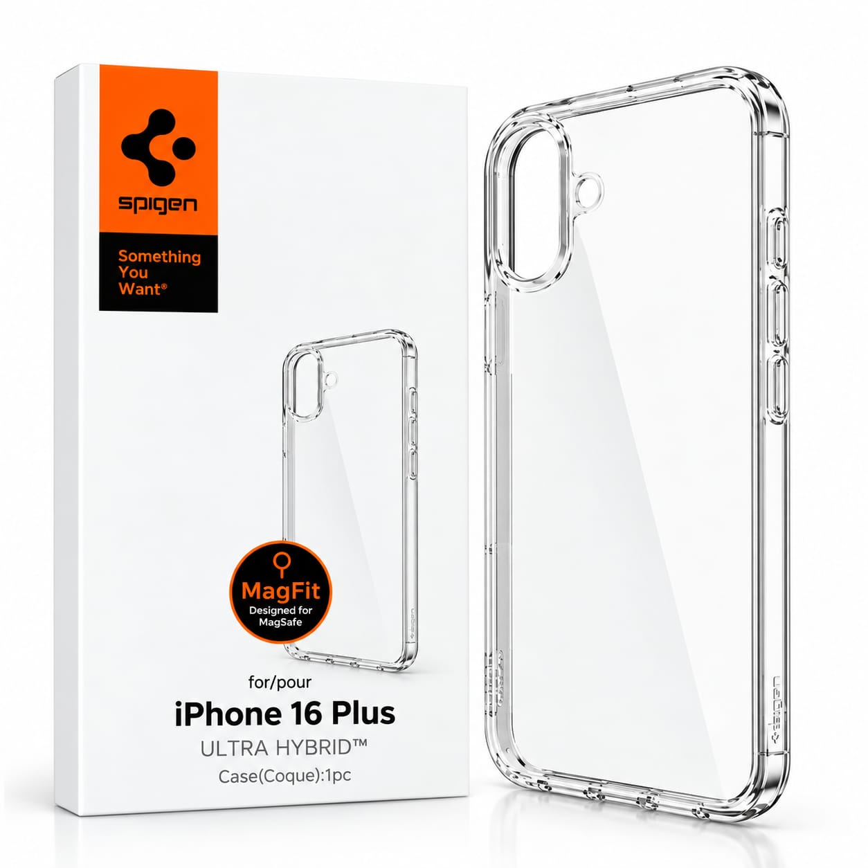 Spigen Ultra Hybrid MagFit iPhone 16 Plus Crystal Clear case with MagSafe compatibility