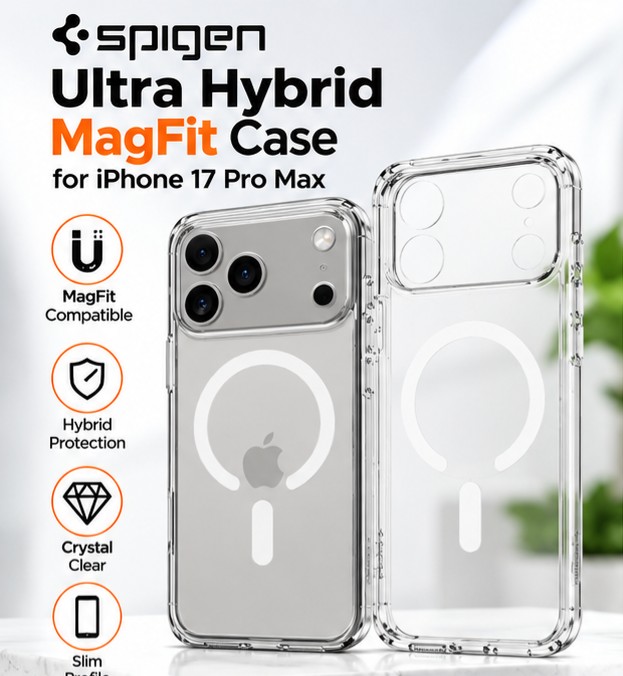 Spigen Ultra Hybrid T MagFit Case for iPhone 17 Pro Max with MagSafe compatible hybrid protection