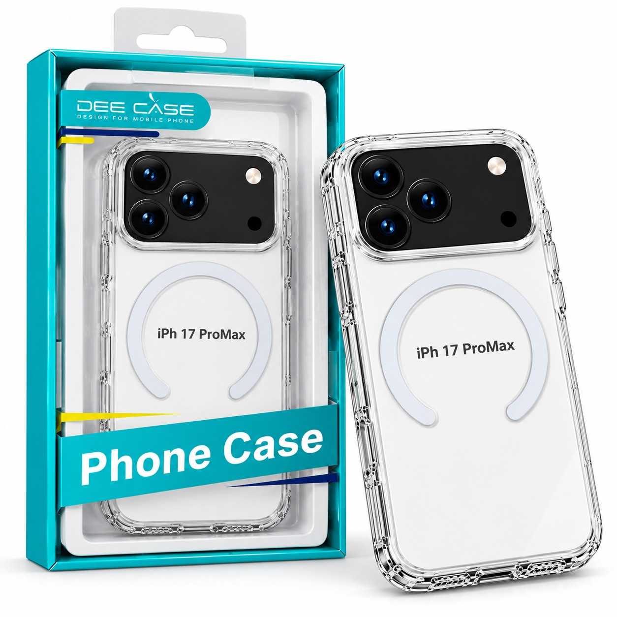 iPhone 17 Pro Max Clear Magnetic Phone Case with Transparent Design