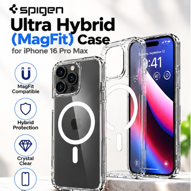 Spigen Ultra Hybrid T MagFit Case for iPhone 16 Pro Max with Camera Control cover and MagSafe compatibility