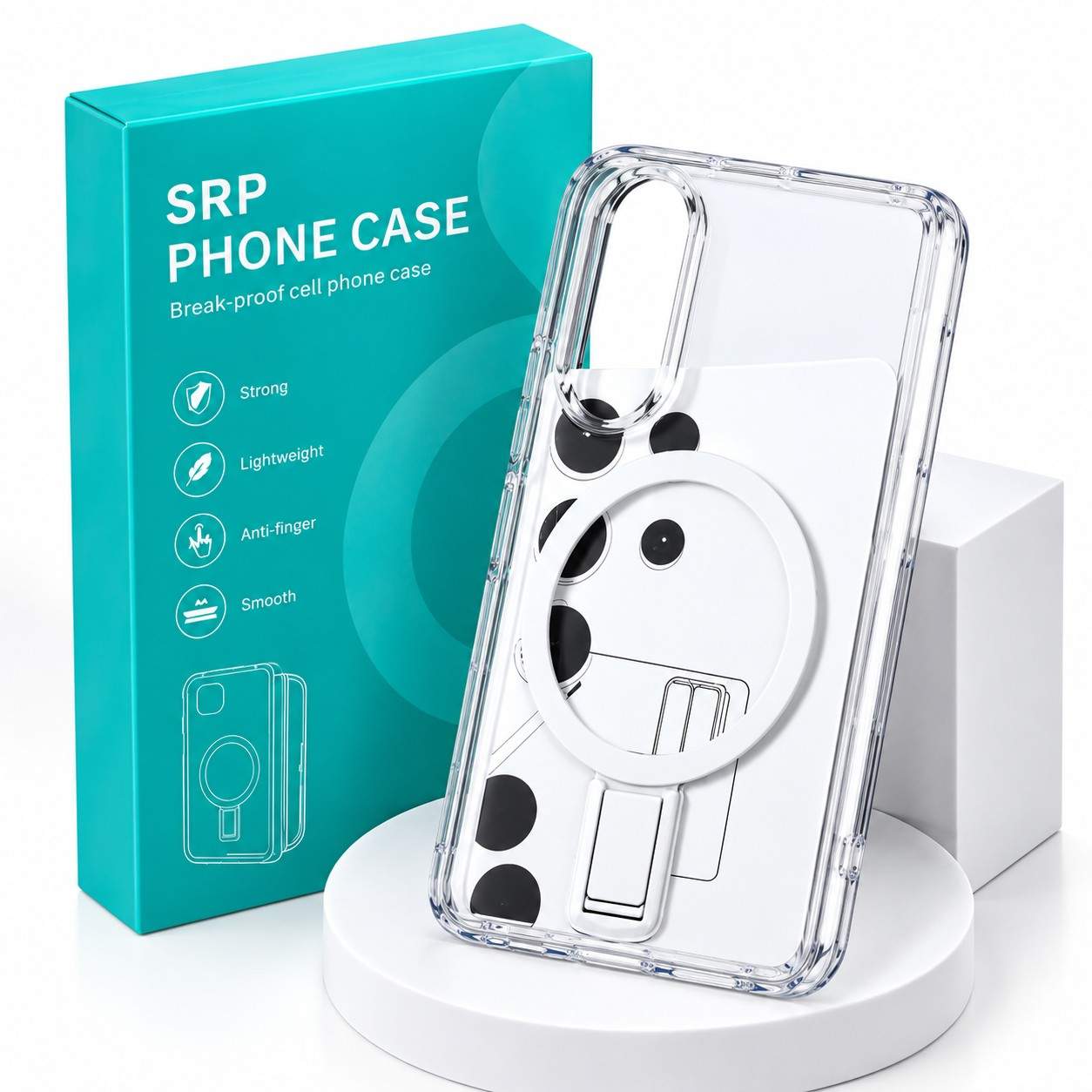 SRP transparent phone case for New Fold with clear back, circular ring design and large camera cutout