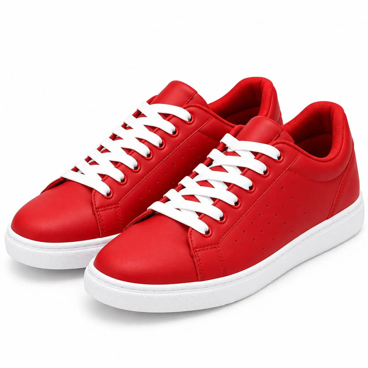 iD Red Lace-Up Casual Sneakers with White Sole (UK 9)