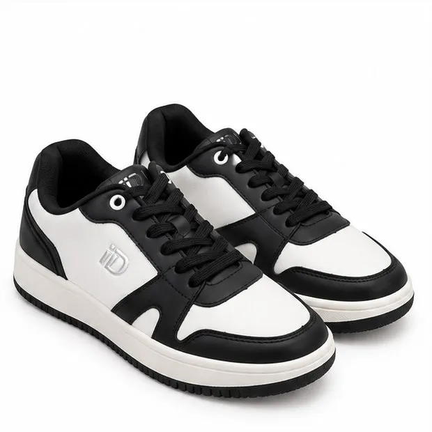 ID Urban Mens Black and White Casual Sneakers UK 8 Anti Bacterial Footbed