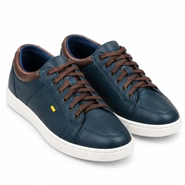 iD Men's Navy Blue Lace-Up Casual Shoes with Contrast Stitching (UK 7)