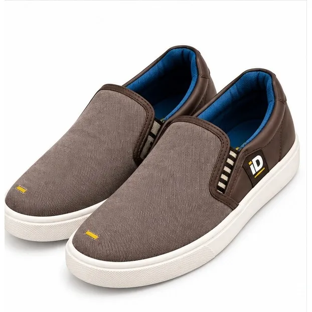 iD Men’s Grey-Taupe Slip-On Casual Shoes (UK 7)