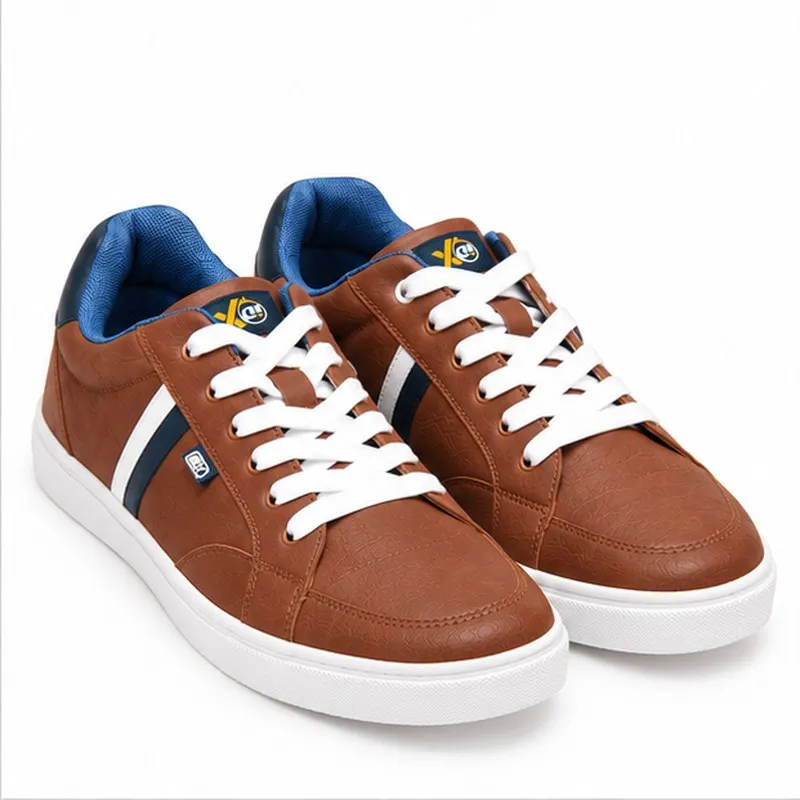 ID Men’s Urban Tan Casual Sneakers with Leather Upper and TPR Sole – UK 9