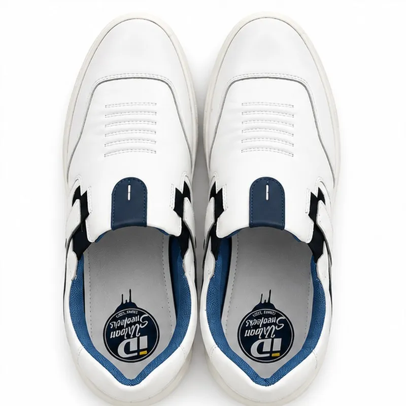 iD Men's White Leather Slip-On Casual Shoe (UK 7)