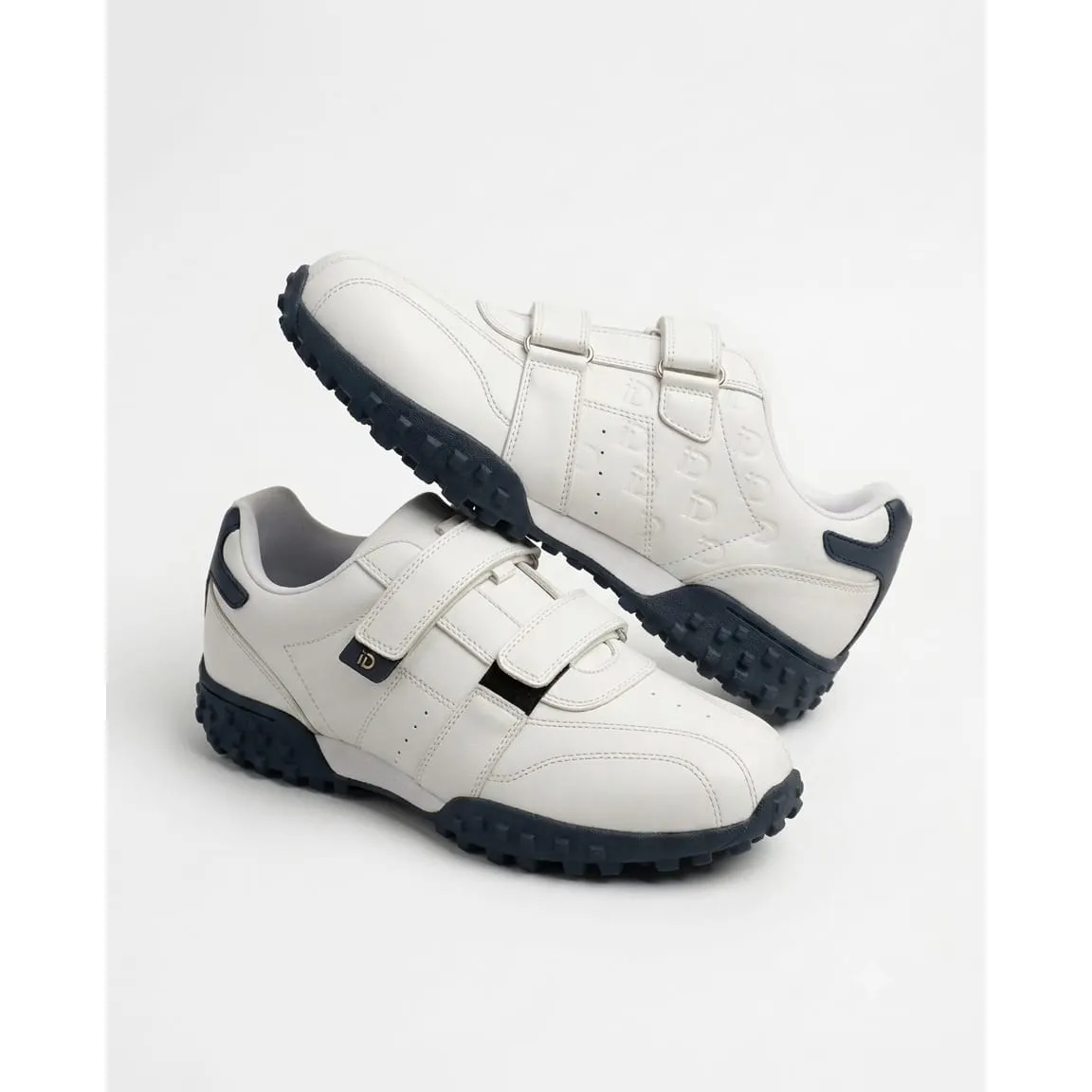 iD White Shoes with Double Hook-and-Loop Straps Features (UK 10)
