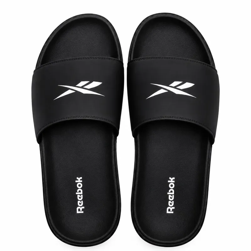 Reebok Men’s Black and White Slide Slippers UK 9