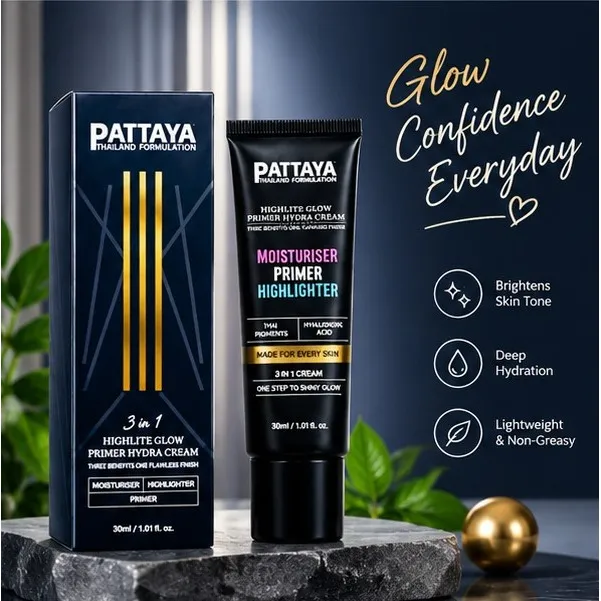 PATTAYA Thailand Formulation 3 in 1 Highlite Glow Primer Hydra Cream 30 ml moisturiser primer highlighter