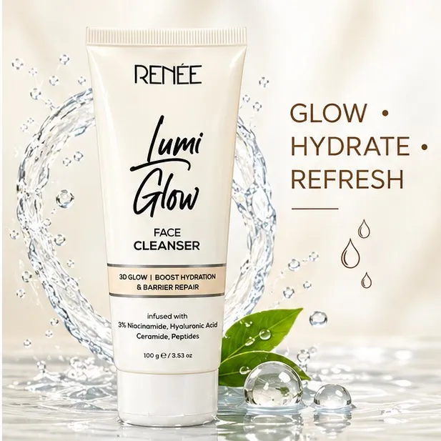 RENEE Lumi Glow Face Cleanser 100g cream-white tube with niacinamide and hyaluronic acid for a luminous glow