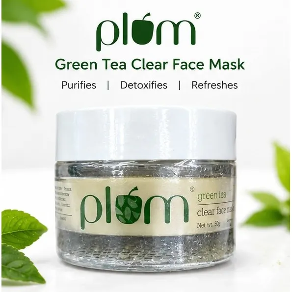 Plum Green Tea Clear Face Mask 60 g in Clear Jar with White Lid for Oily and Acne-Prone Skin