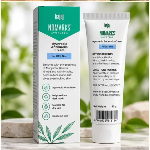 Bajaj Nomarks Ayurveda Ayurvedic Antimarks Cream for Dry Skin – Herbal Skin Mark Care Cream